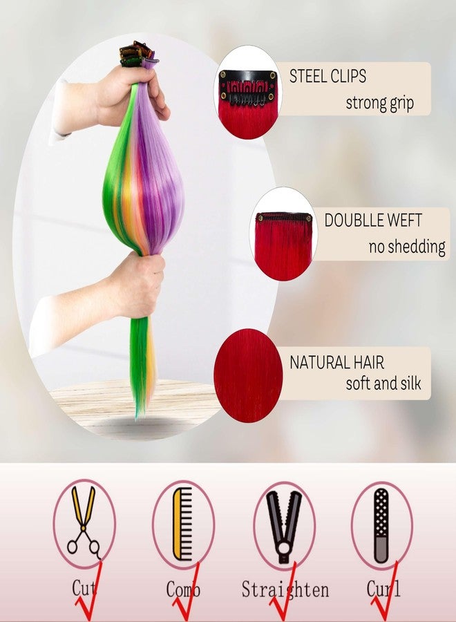 FAYDERS 20 PCS Red Hair Extensions Clip in - 22 Inch Colored Hair for Women Girls - Perfect for Parties, Cosplay, Halloween - Image 3